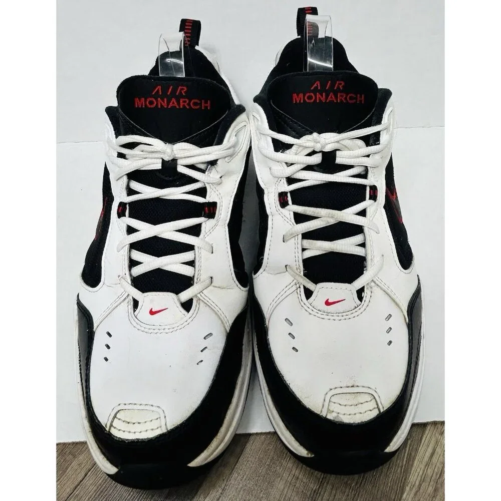 Nike Air Monarch IV Mens 12 EEEE White Red Black Walking Shoes 416355-101 Dad